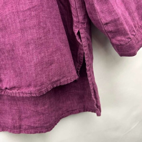 Eileen Fisher Women's Small 100% Organic Linen Long Sleeve Pink Tunic Shirt Top - Picture 8 of 11